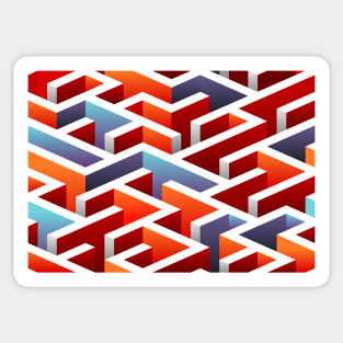 Blue, Orange and Red 3D Maze Sticker